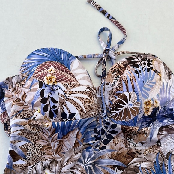 New Guess Blue and White One Piece Swimsuit with Sweetheart Neckline - Picture 4 of 7